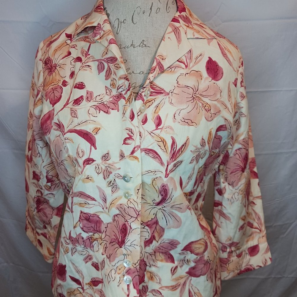 Vintage Tommy Bahama Women's Hawaiian Tropical Dress Shirt Sz Small